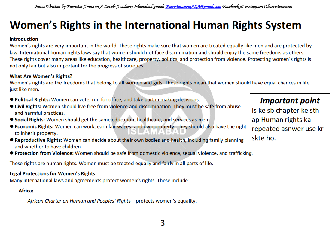 Human Rights LLB Part 2 (Annual 5 years)