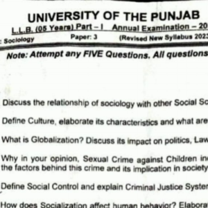 Part 1 Past Papers Punjab University 2025 Annual