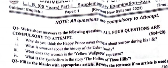 Part 1 Past Papers Punjab University 2024 Supply
