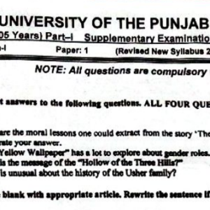 Part 1 Past Papers Punjab University 2023 Supply