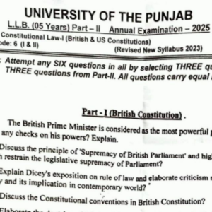 Part 2 Exam paper 2025 Annual Punjab university of Lahore